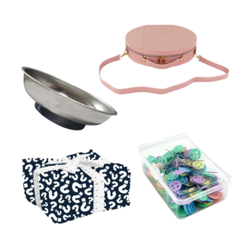 Round Covering Case & Magnetic Bowl & Button Push Pin & 3yd Mystery Fabric Bundle